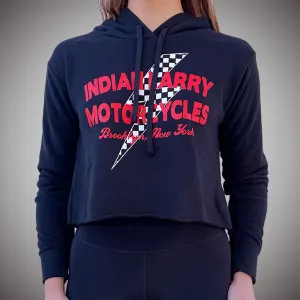 Ladies Cropped Checker Lightning Hoodie