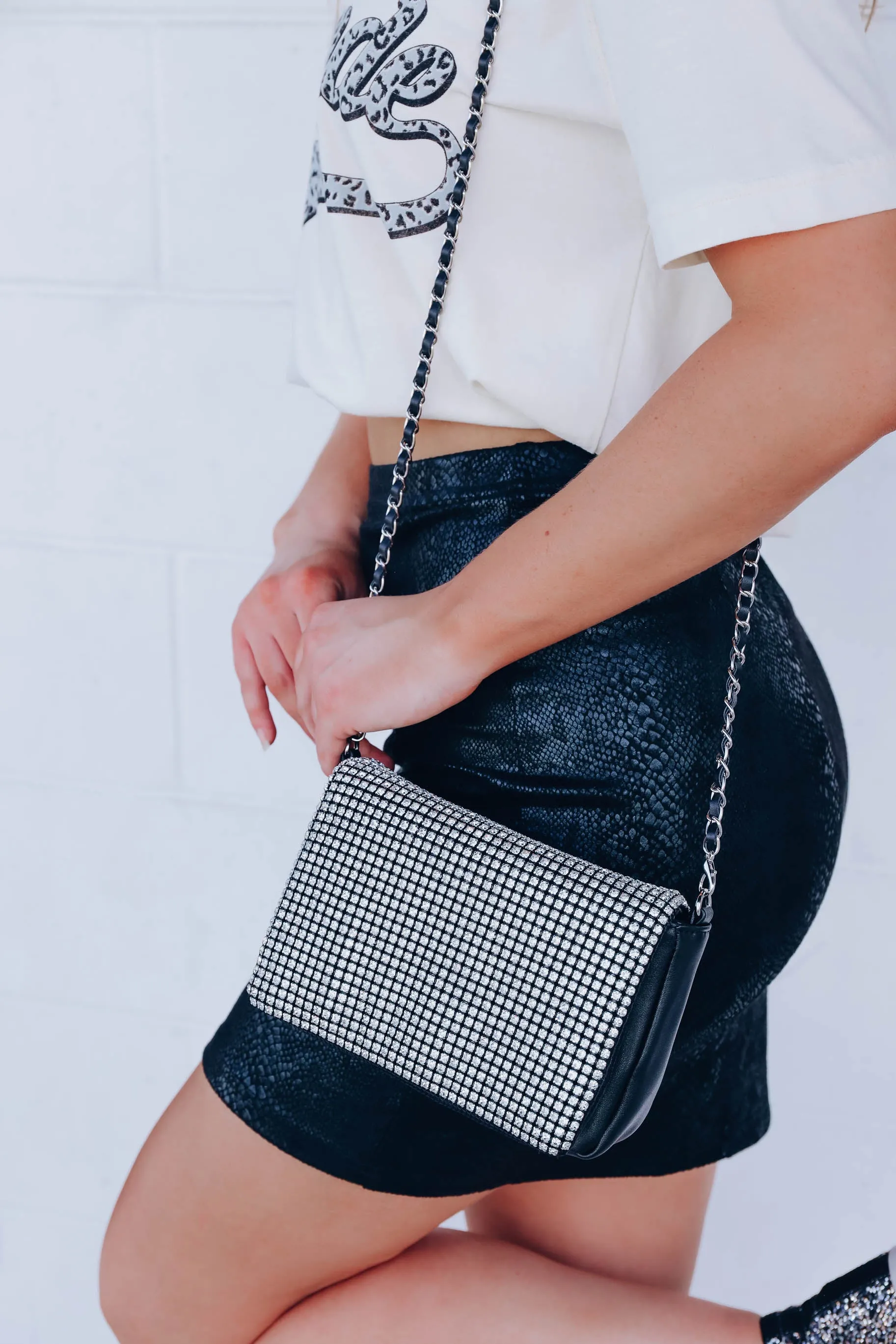Lavish Rhinestone Flap Crossbody