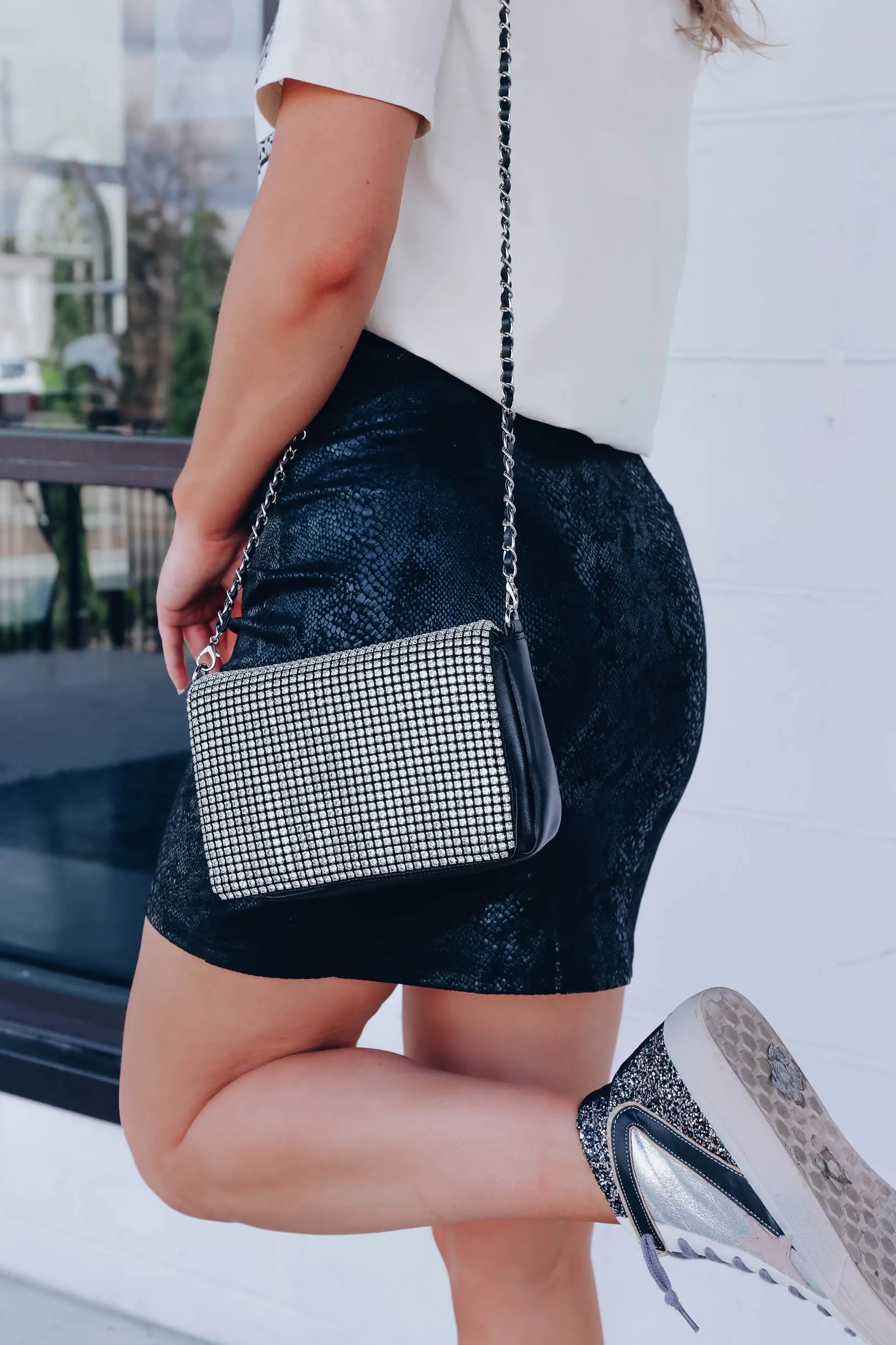 Lavish Rhinestone Flap Crossbody