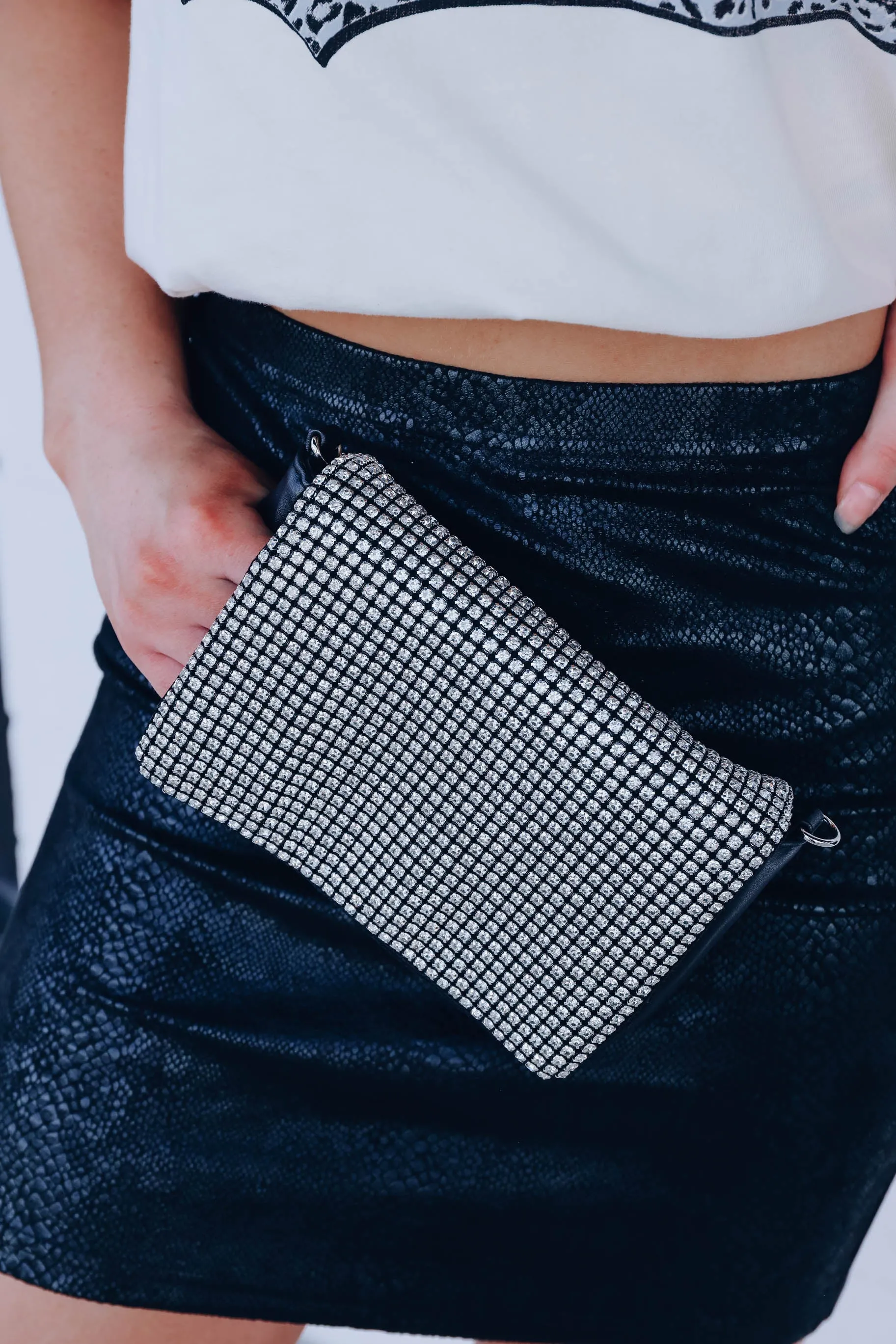 Lavish Rhinestone Flap Crossbody