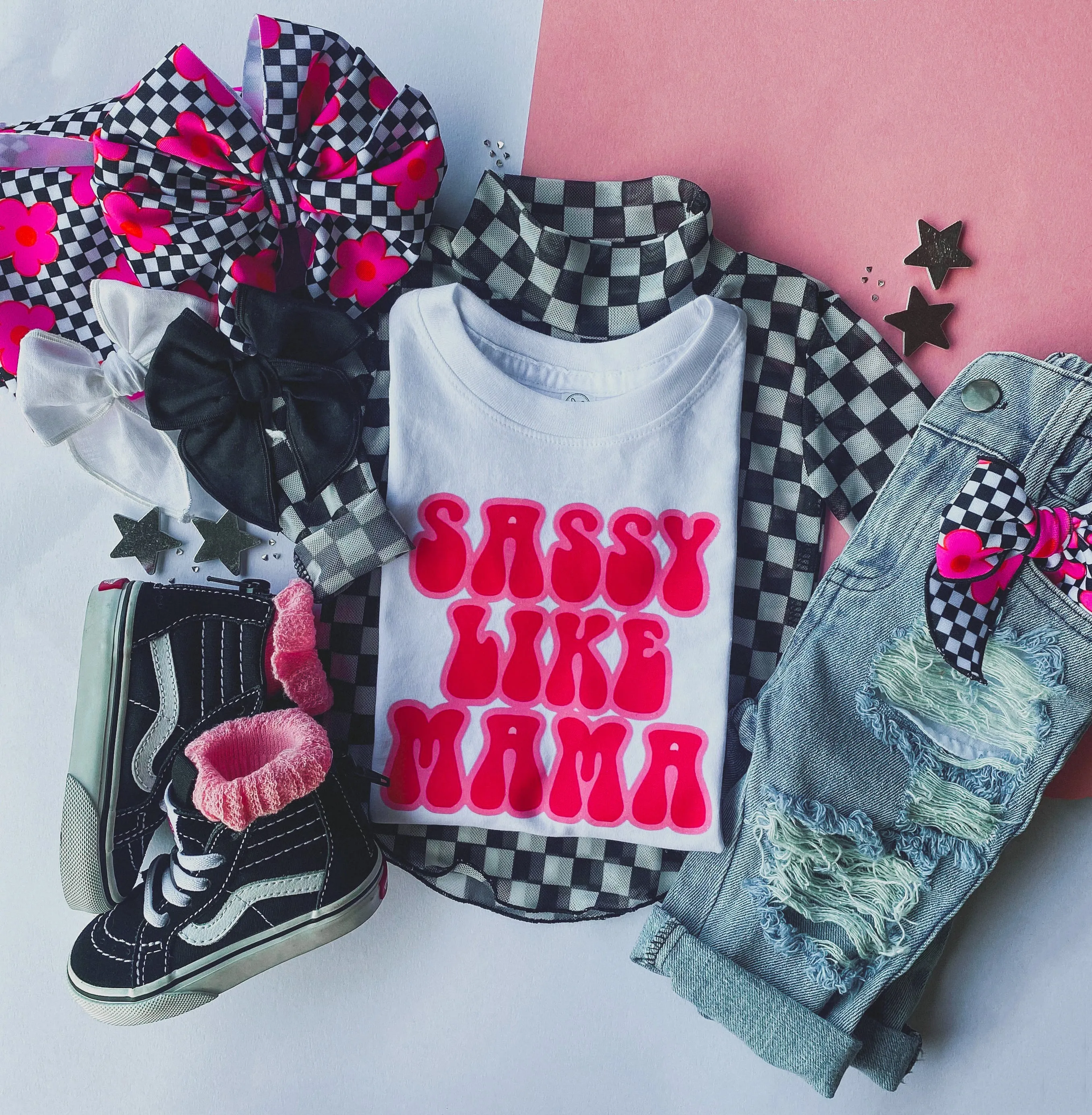 layering mesh top - black check