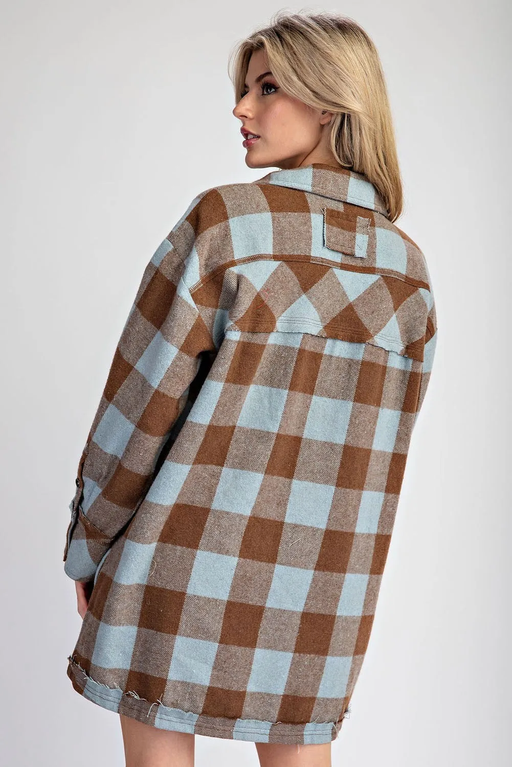Layne Plus Checker Print Button Down Shacket