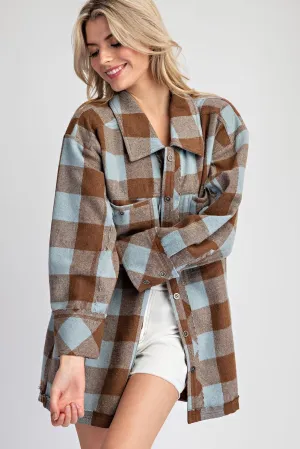 Layne Plus Checker Print Button Down Shacket