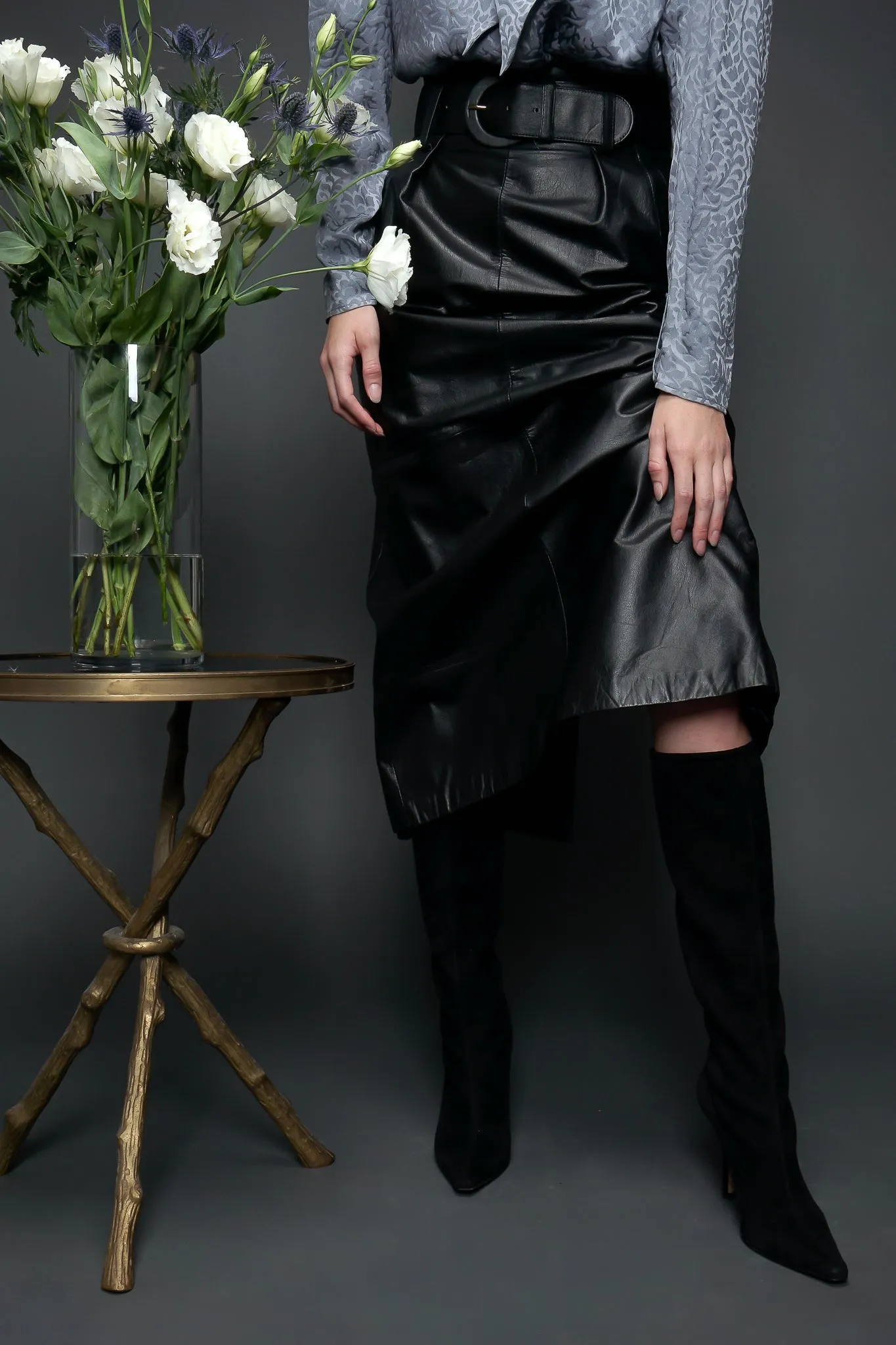 Leather Belted Skirt