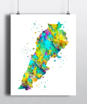 Lebanon Map Art Print - Unframed
