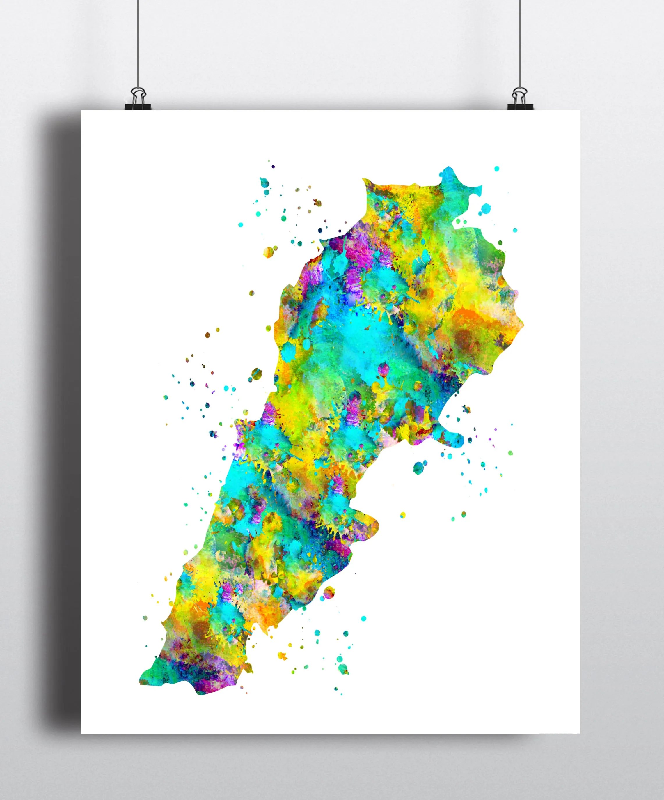 Lebanon Map Art Print - Unframed