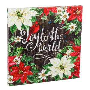 LED Canvas Wall Décor, 20"W x 20"H, Cardinals With Poinsettias,6ltc647212