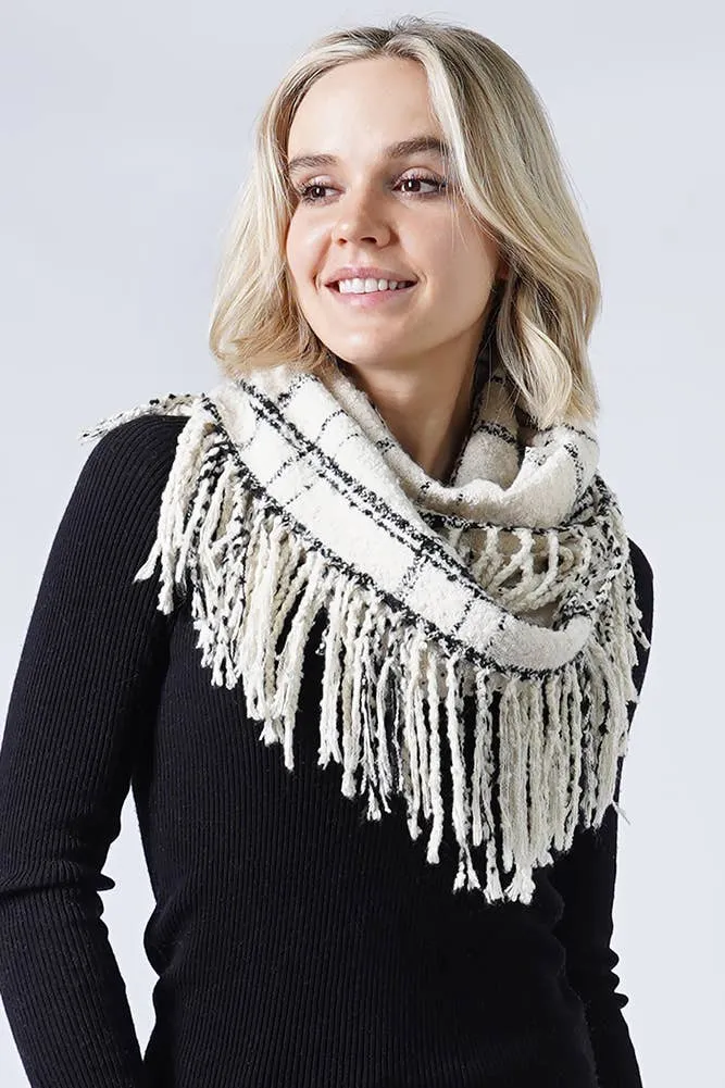 Lena Plaid Infinity Scarfs | Ivory, Pink & Blue