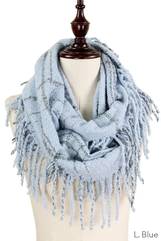 Lena Plaid Infinity Scarfs | Ivory, Pink & Blue