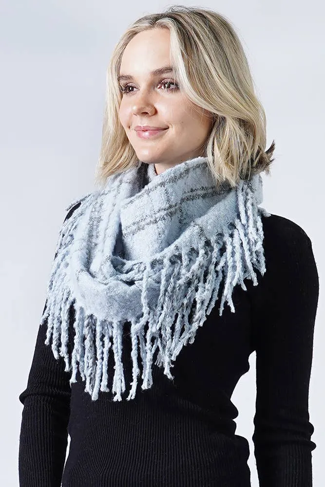 Lena Plaid Infinity Scarfs | Ivory, Pink & Blue