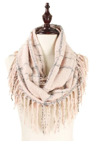 Lena Plaid Infinity Scarfs | Ivory, Pink & Blue