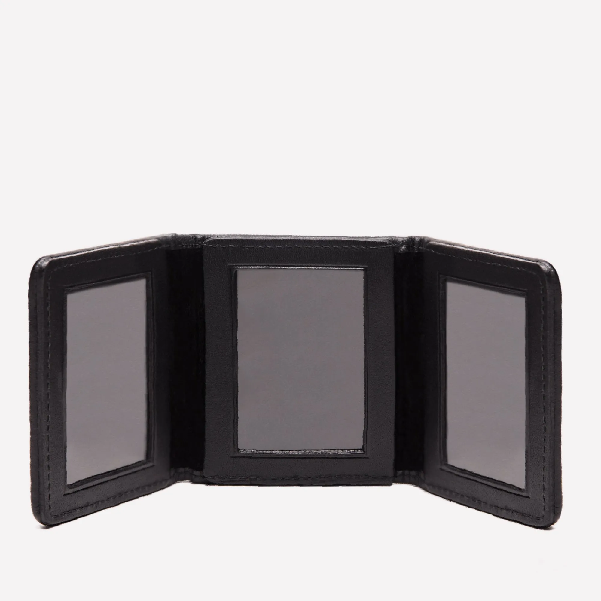 LIFESTYLE SMALL LEATHER BOUND TRIPLE PHOTO FRAME - BLACK