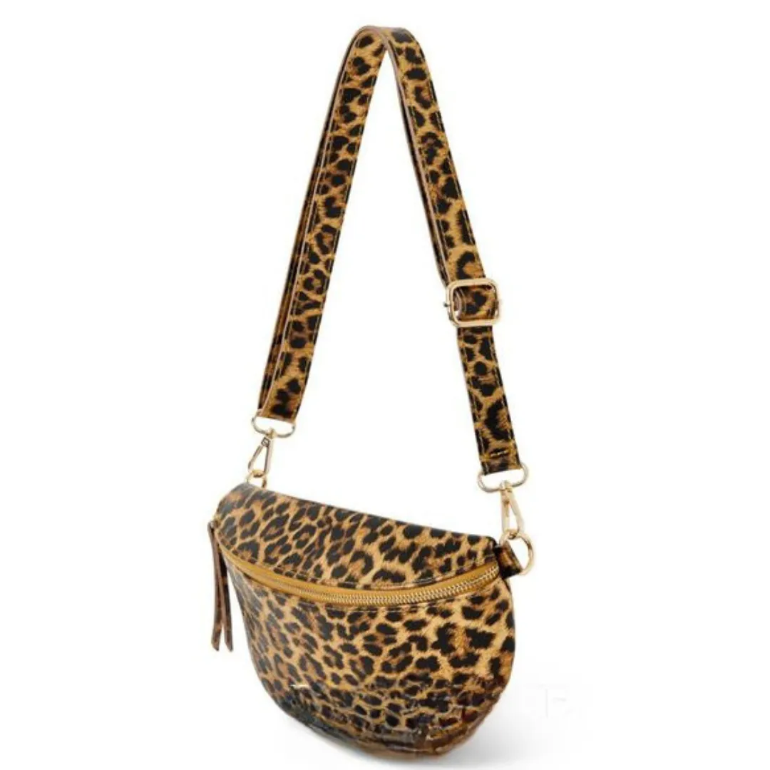 Light Taupe Leopard LARGE Leather Bum Bag