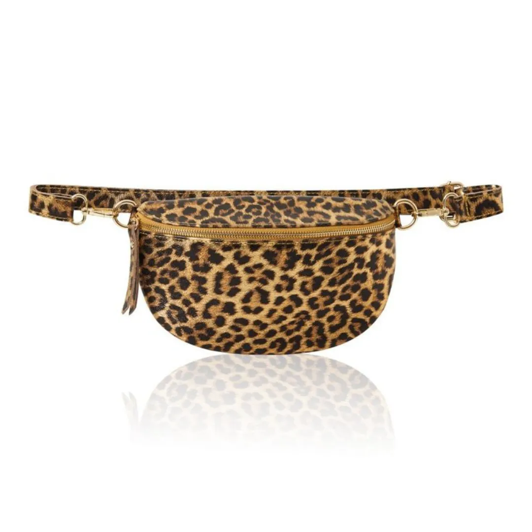 Light Taupe Leopard LARGE Leather Bum Bag