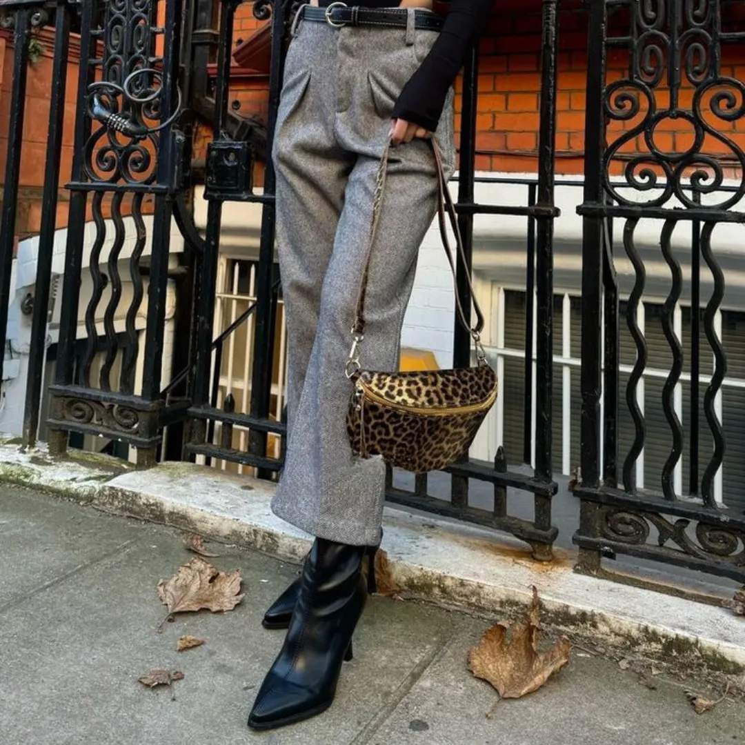 Light Taupe Leopard LARGE Leather Bum Bag