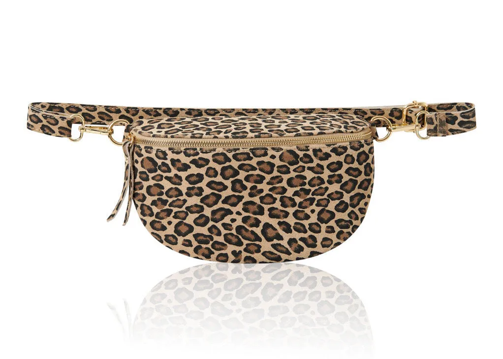 Light Taupe Leopard LARGE Leather Bum Bag