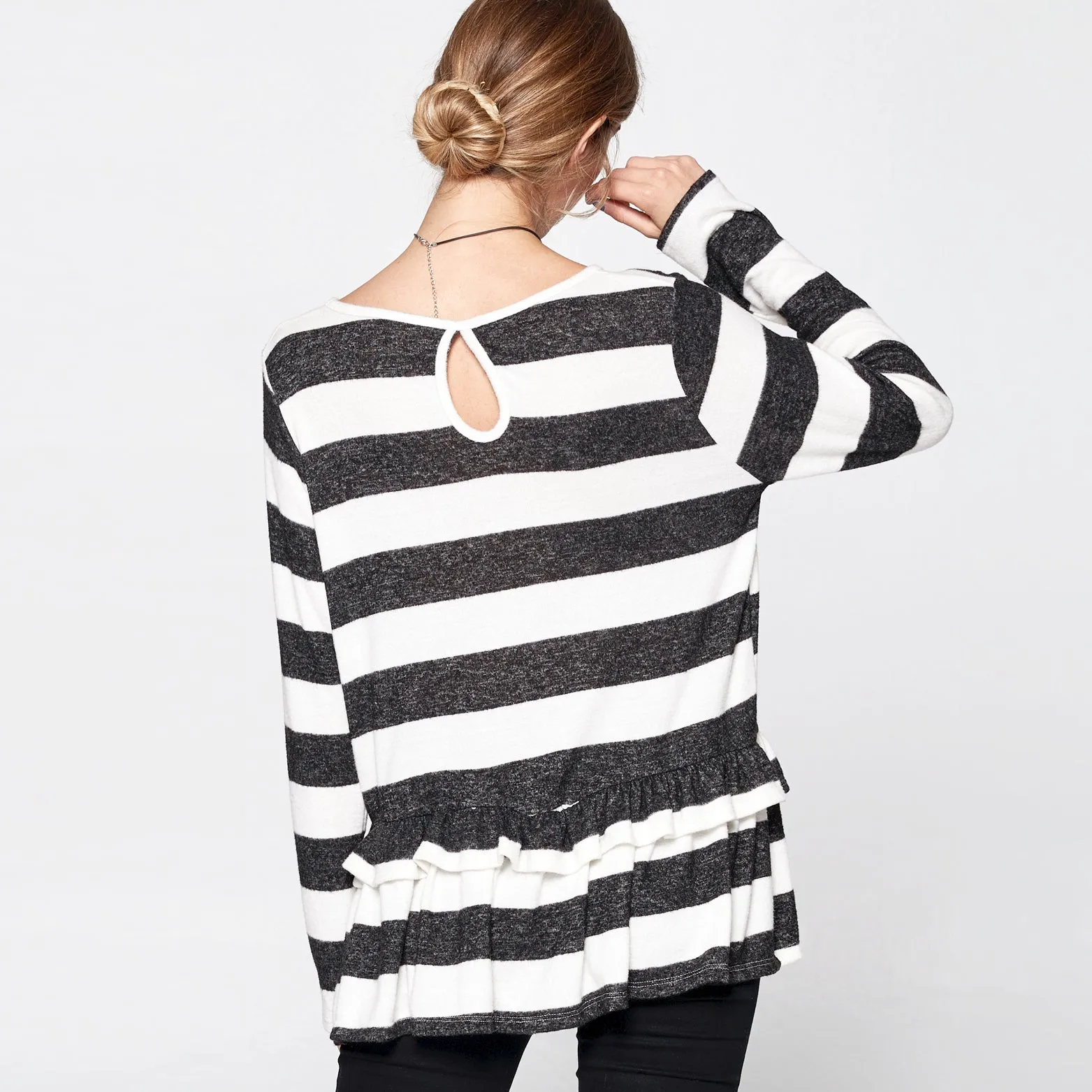 Little Ruffle Hacci Stripe Top