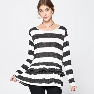 Little Ruffle Hacci Stripe Top