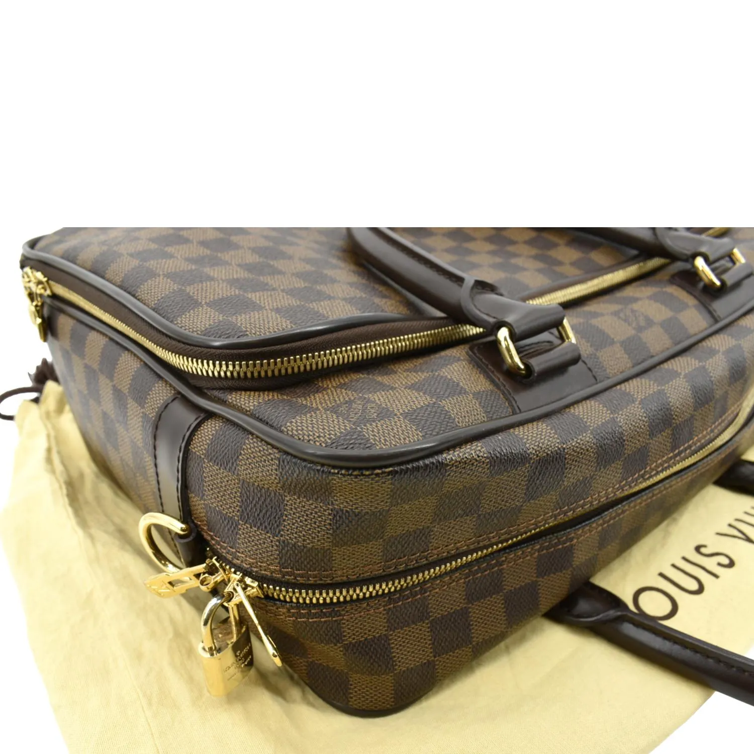 LOUIS VUITTON Icare Damier Ebene Briefcase Bag Brown