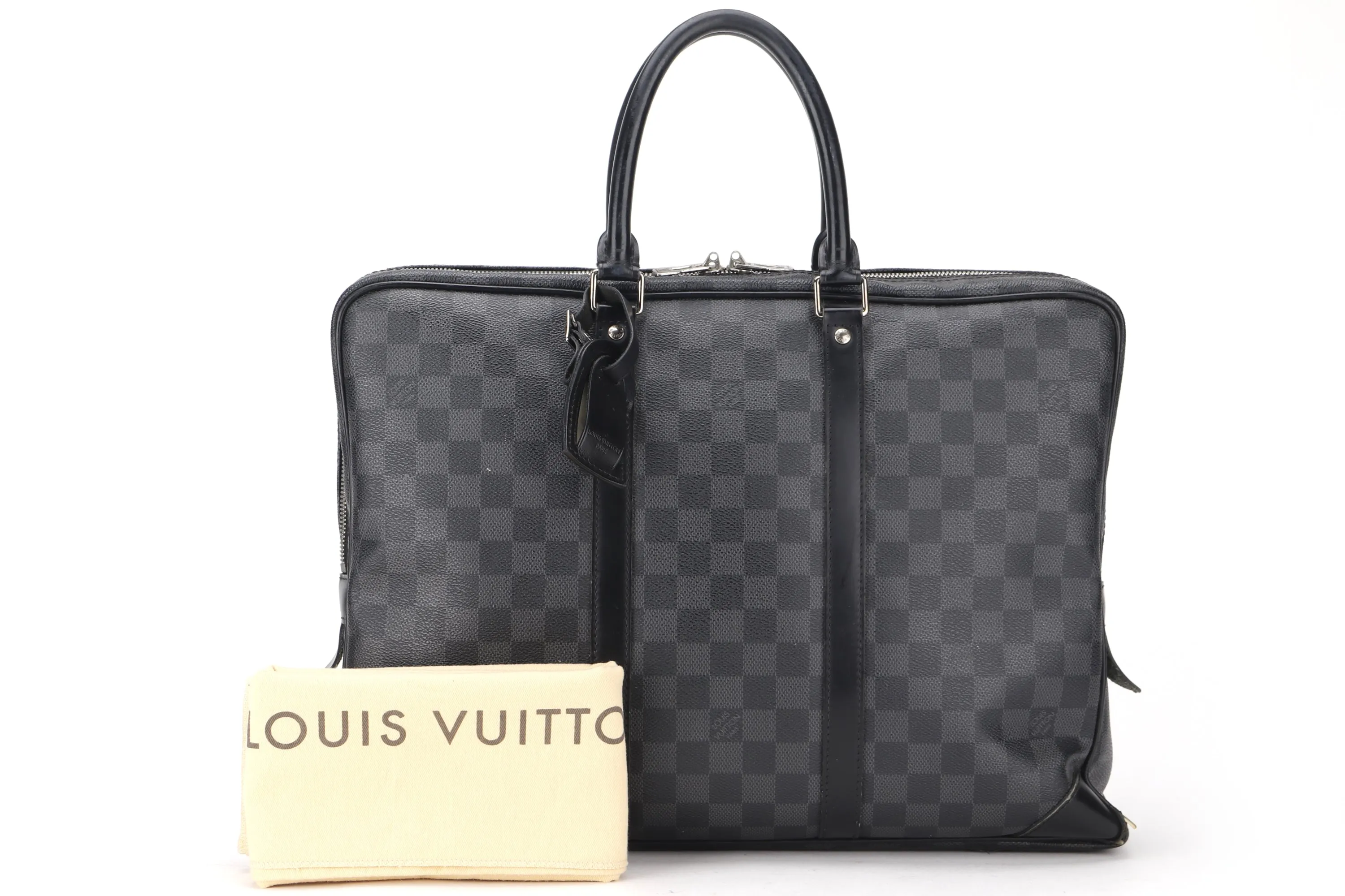 LOUIS VUITTON N41123 VOYAGE DOCUMENT BAG (BA2130) DAMIER GRAPHITE, WITH DUST COVER