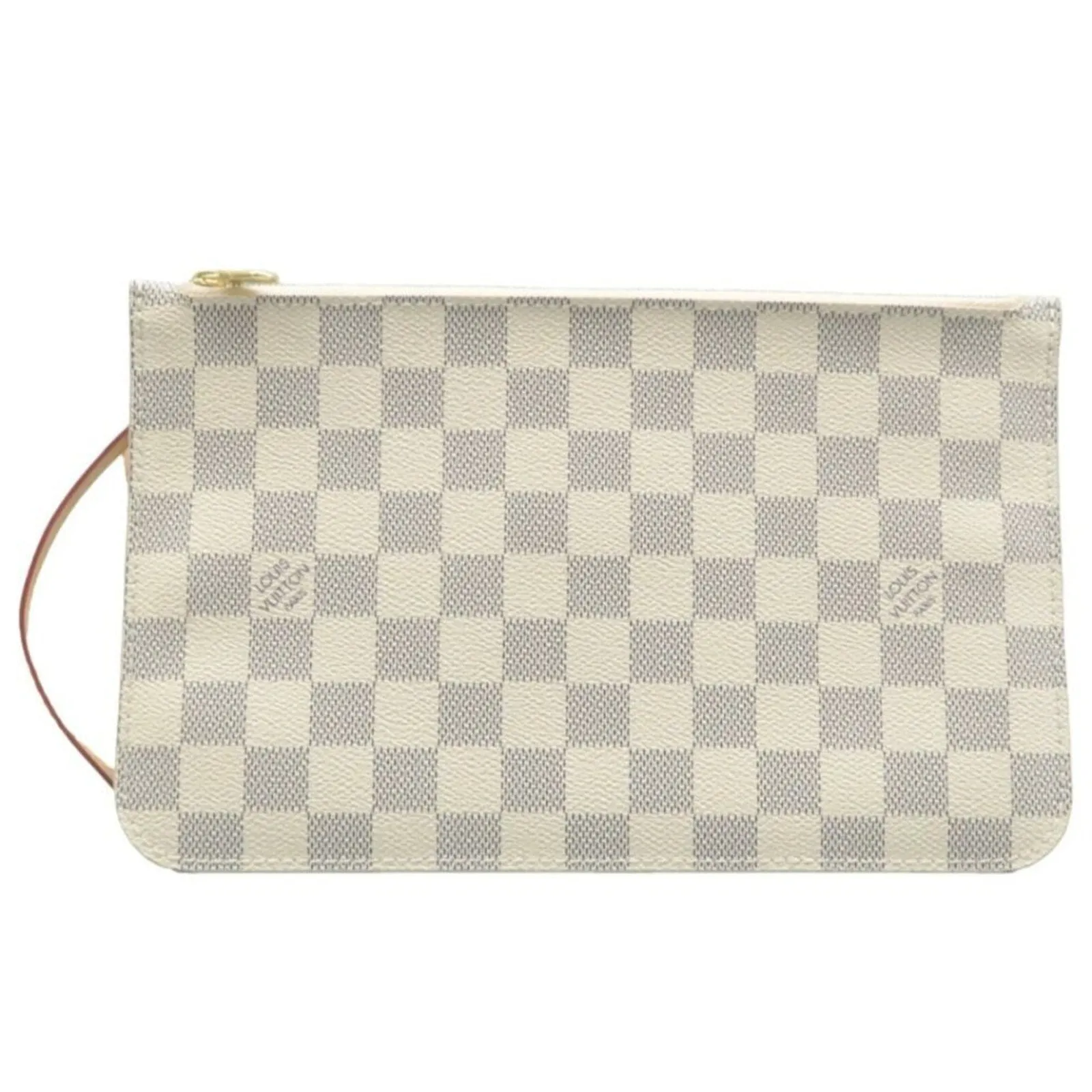 Louis Vuitton Neverfull Pouch White Damier Azur Canvas Clutch Bag