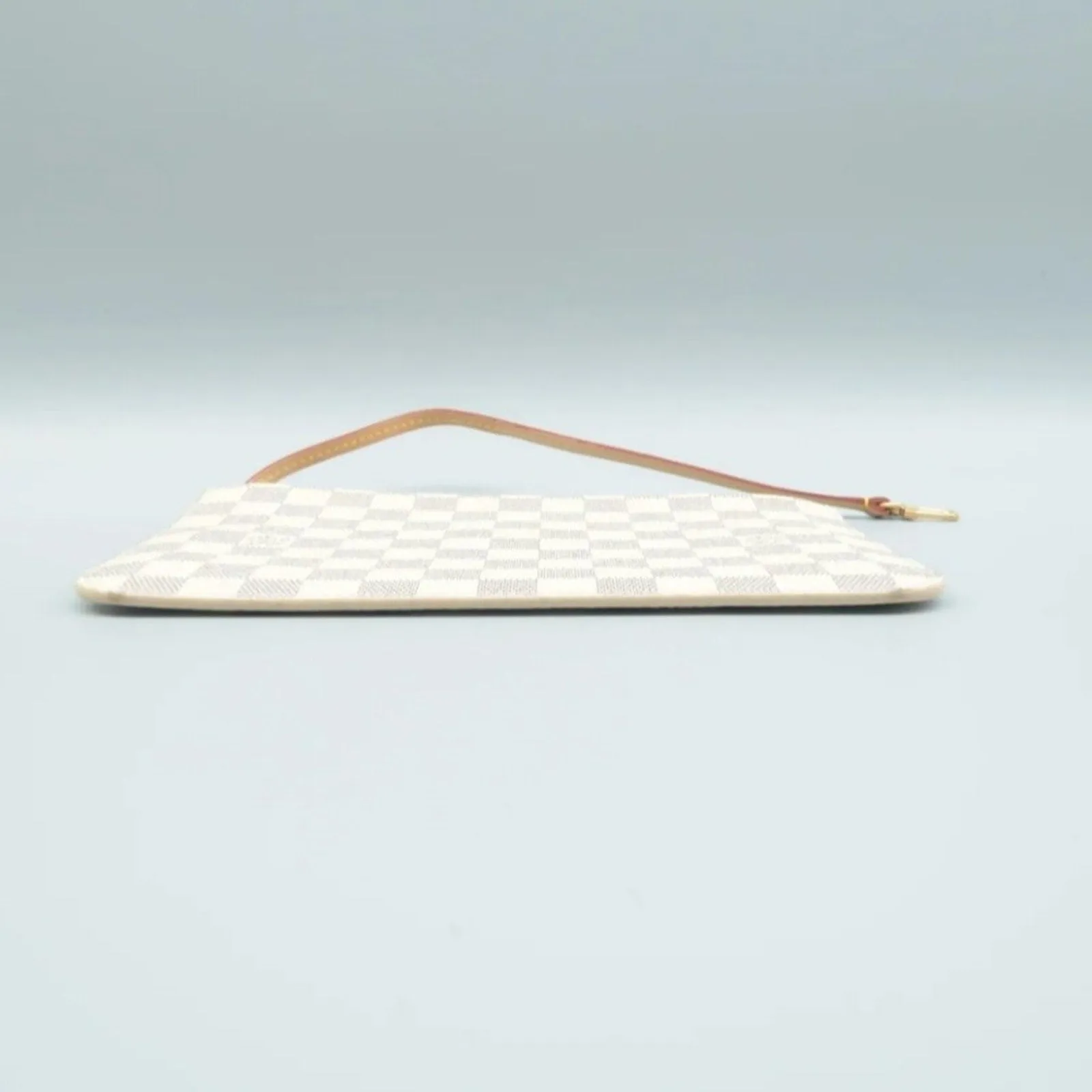 Louis Vuitton Neverfull Pouch White Damier Azur Canvas Clutch Bag