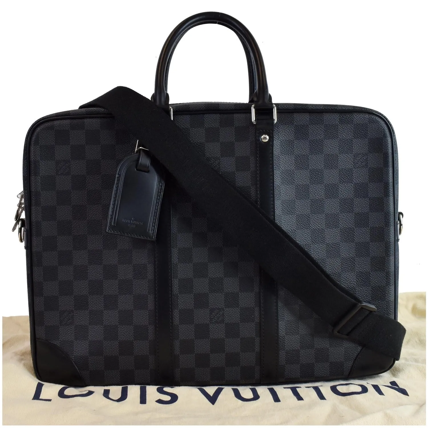 LOUIS VUITTON Porte Documents Voyage GM Damier Graphite Briefcase Bag Black