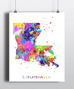Louisiana Map Art Print - Unframed