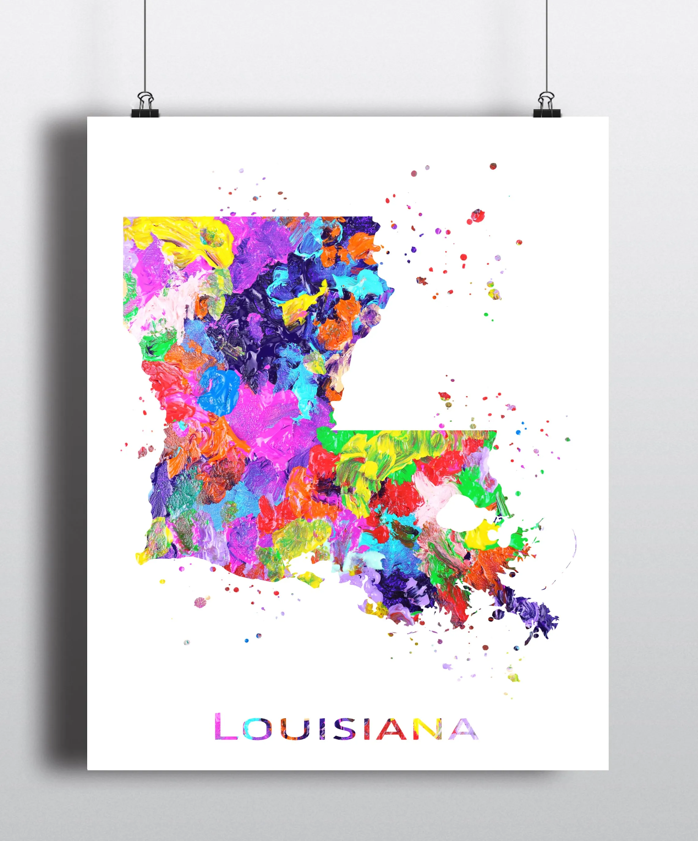 Louisiana Map Art Print - Unframed