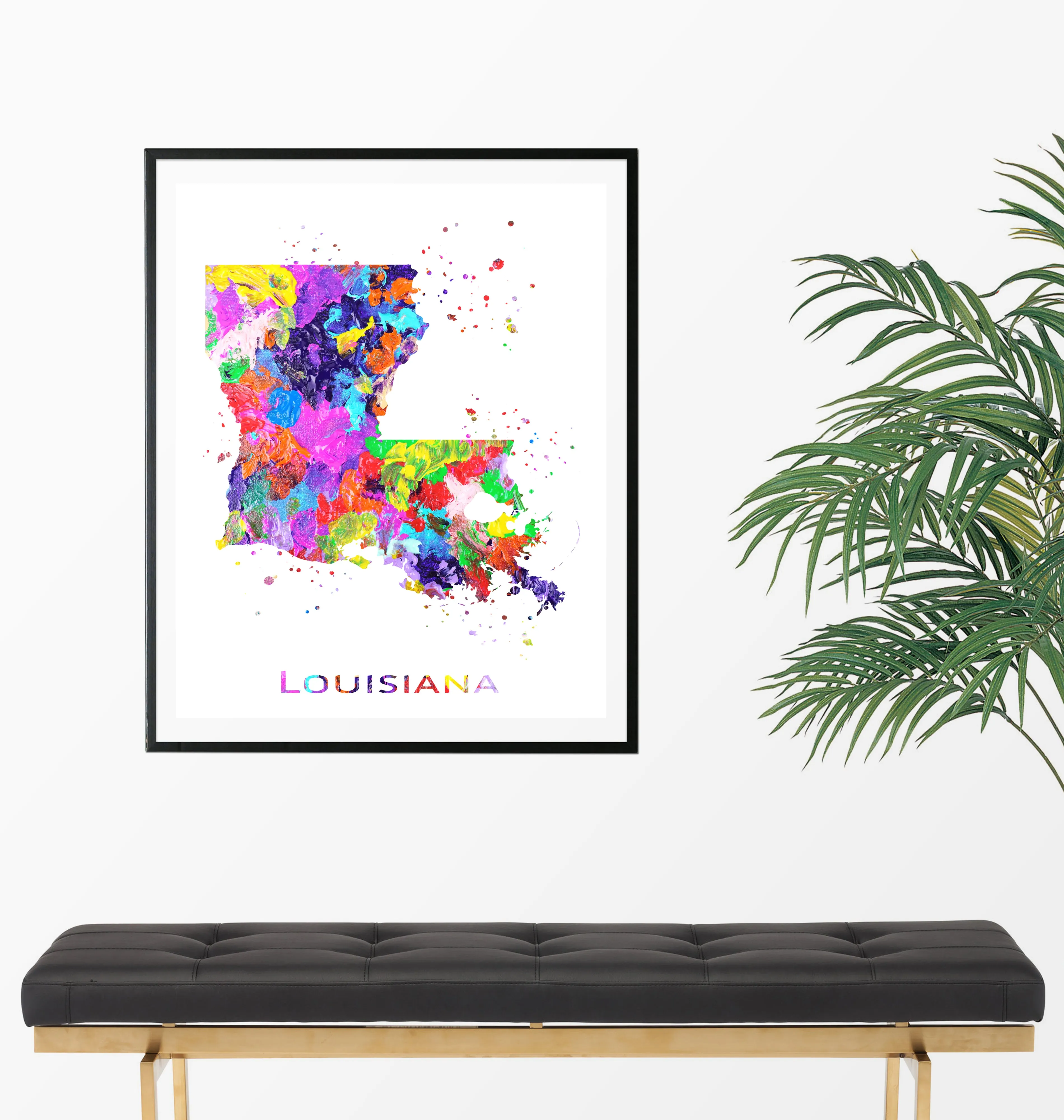 Louisiana Map Art Print - Unframed