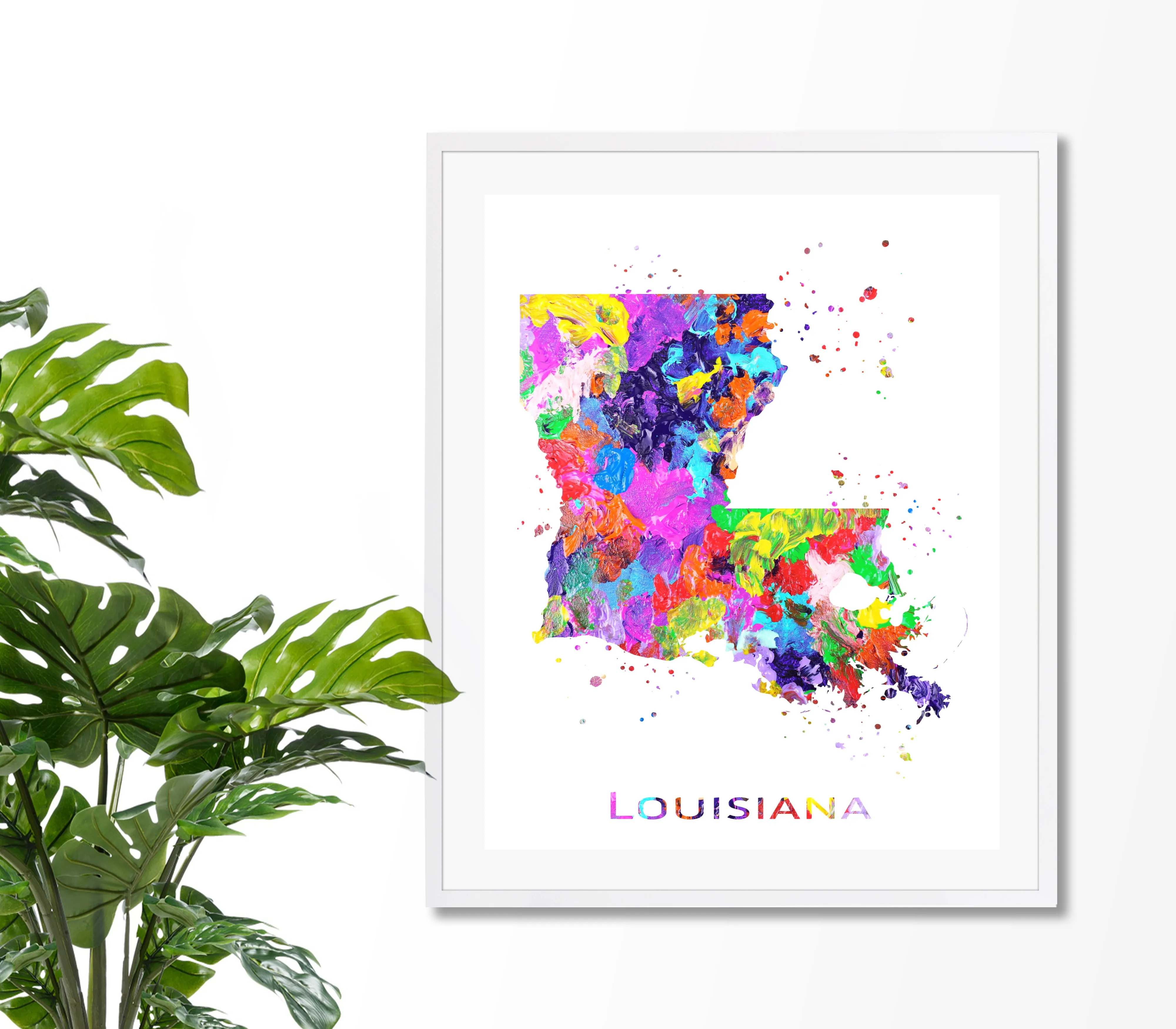 Louisiana Map Art Print - Unframed