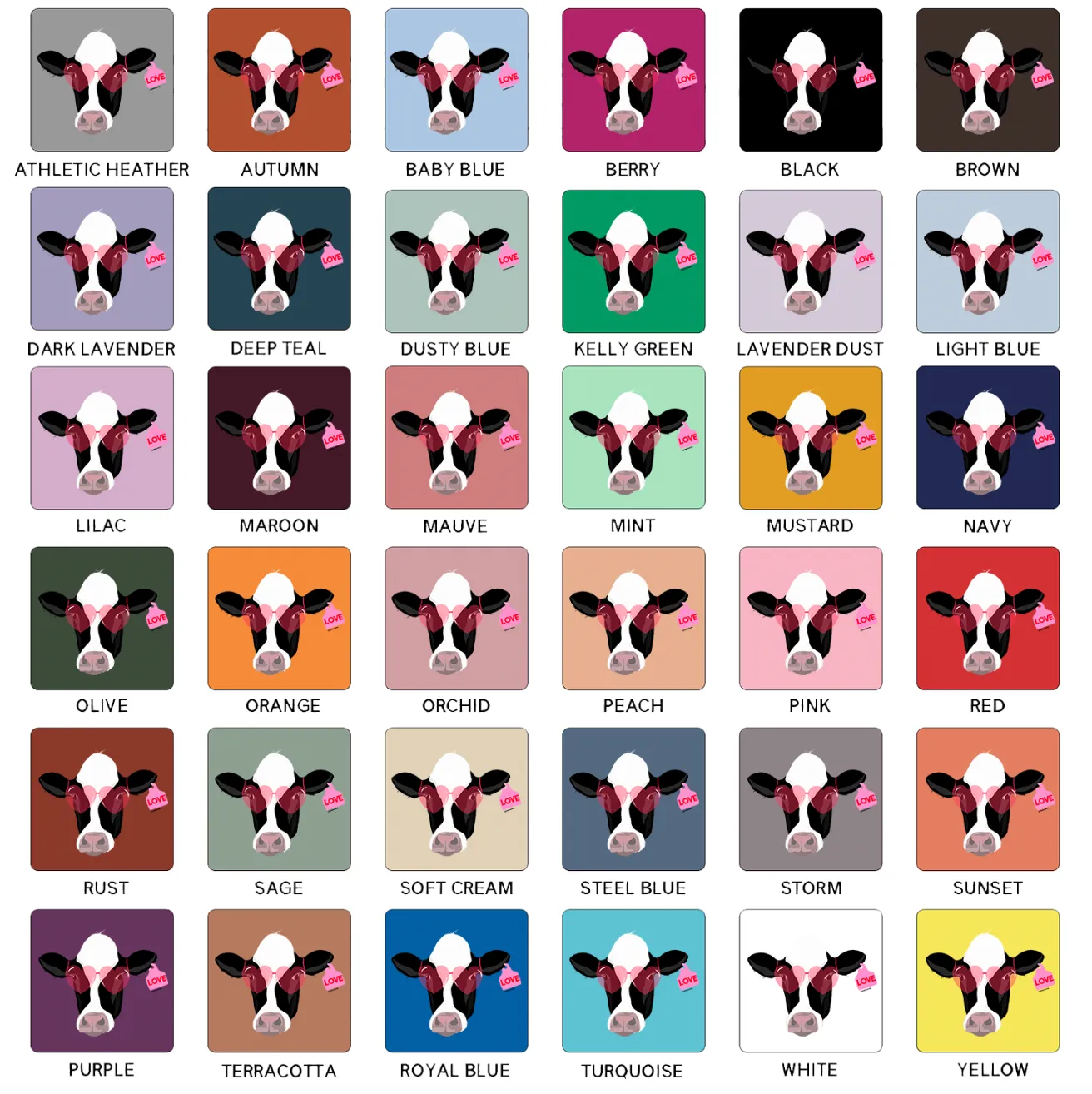 Love Struck Dairy Cow T-Shirt (XS-4XL) - Multiple Colors!