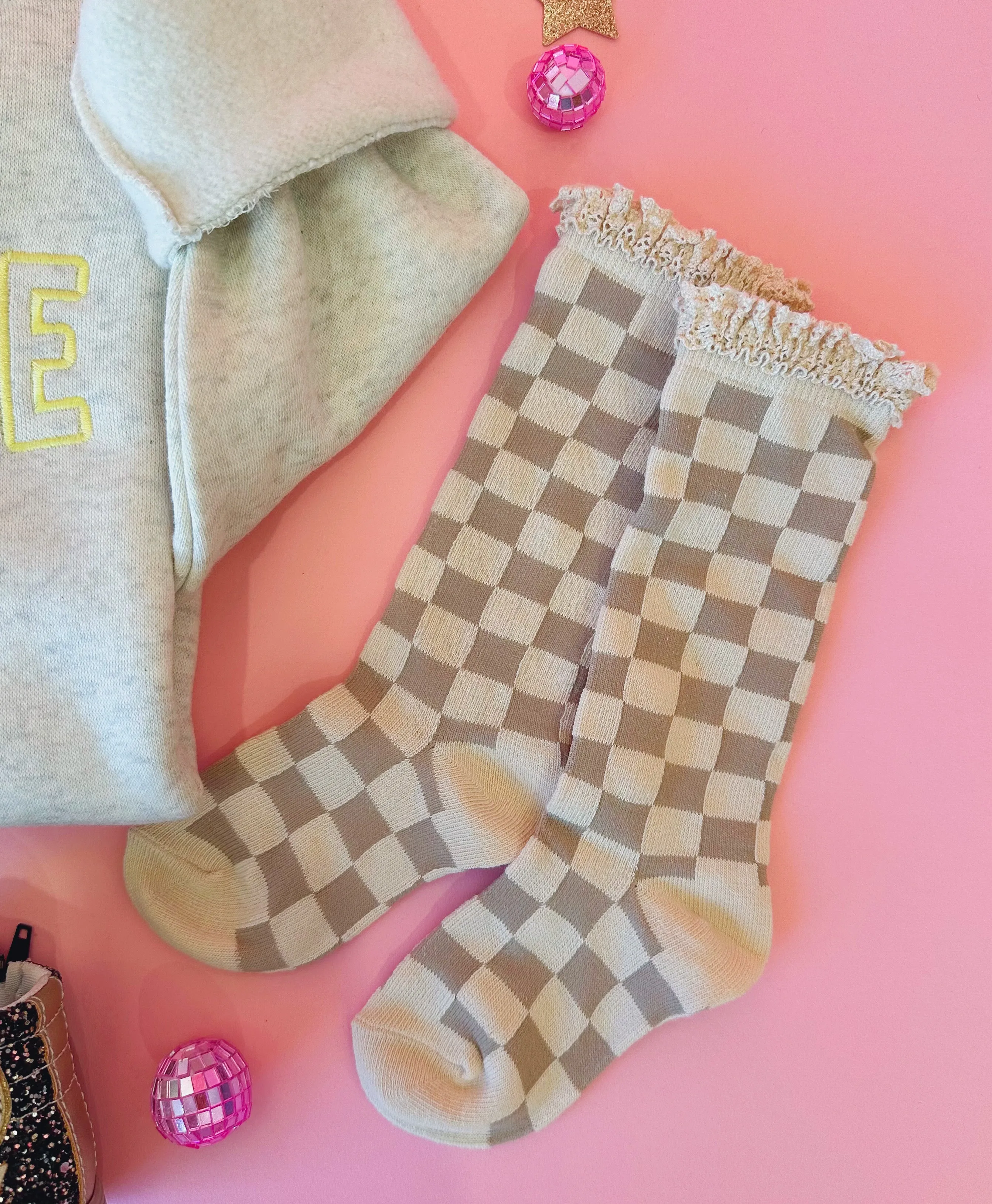 LSC checker socks - cream