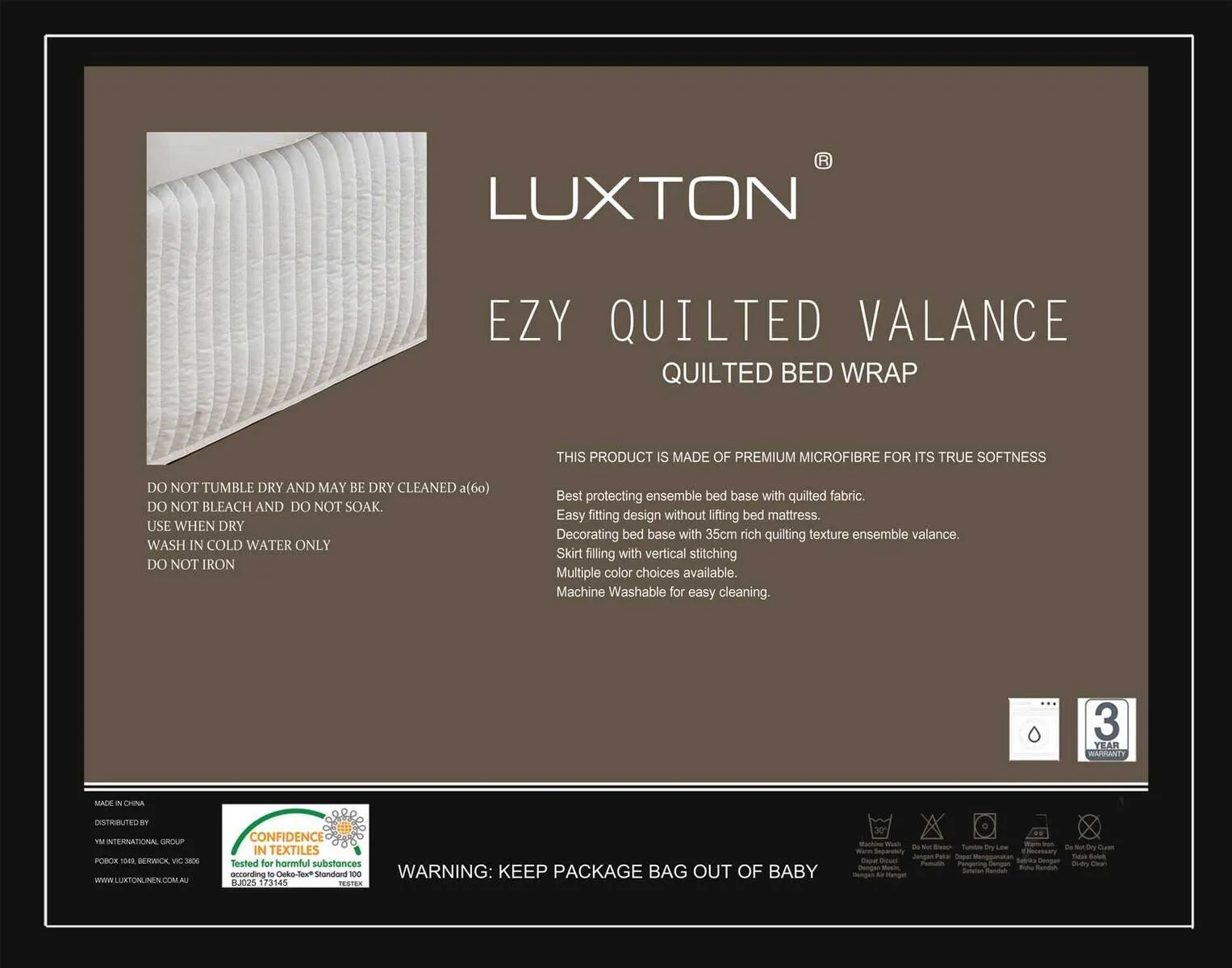 Luxton Ezy Quilted Valance - White