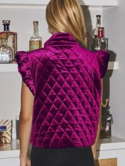 Magenta Velvet Quilted Vest
