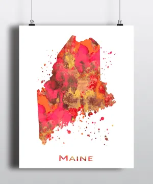Maine Map Art Print - Unframed