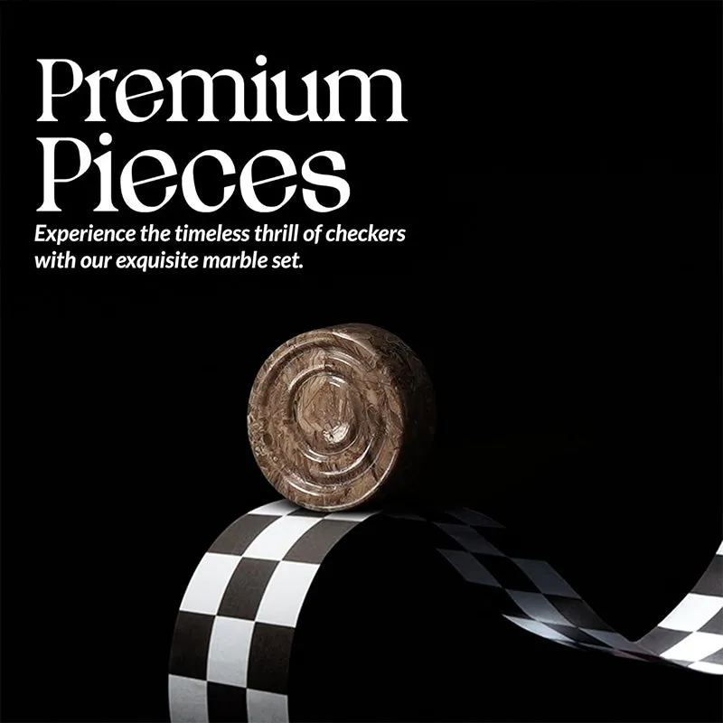 Marble Oceanic and Black Checkers 15" For Board Game - Pieces Set