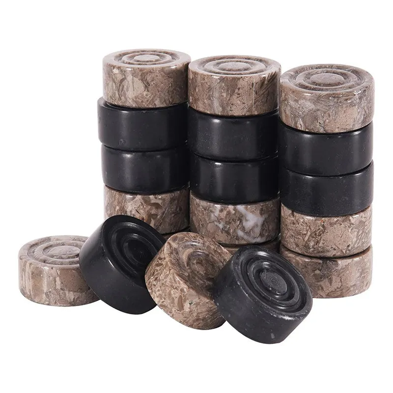 Marble Oceanic and Black Checkers 15" For Board Game - Pieces Set