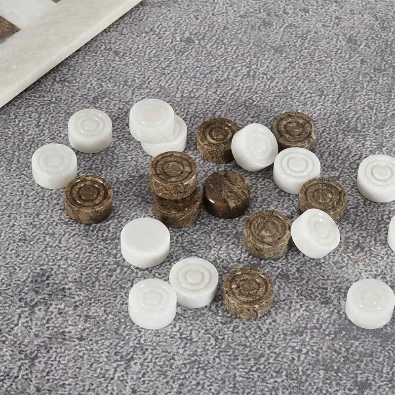 Marble Oceanic and White Checkers For 15" board game - Figures Set