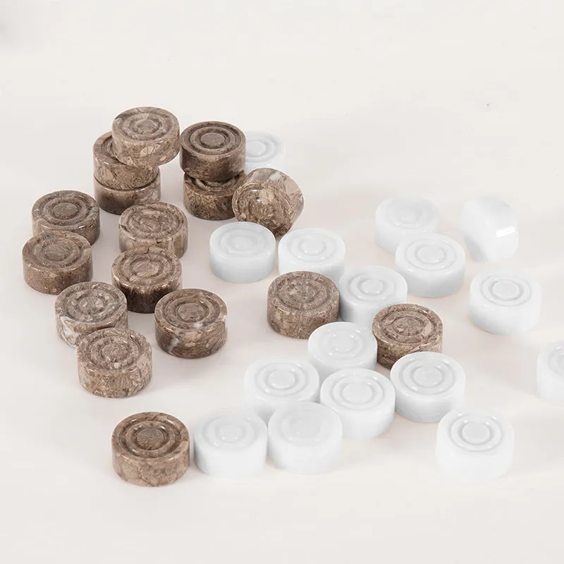 Marble Oceanic and White Checkers For 15" board game - Figures Set