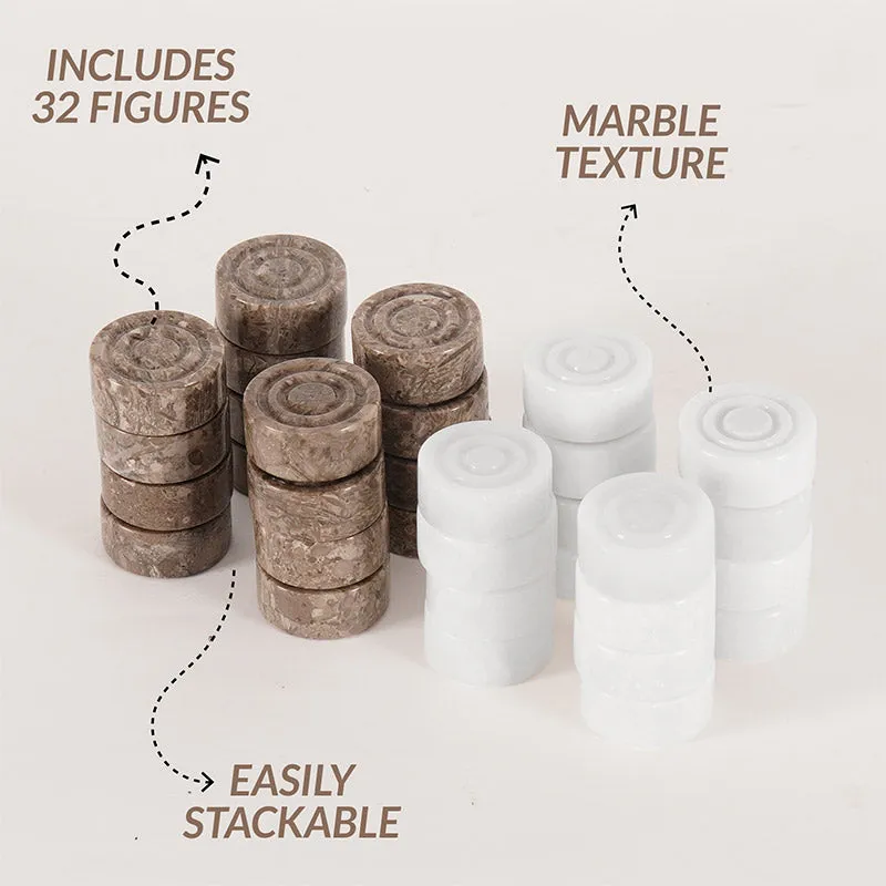 Marble Oceanic and White Checkers For 15" board game - Figures Set