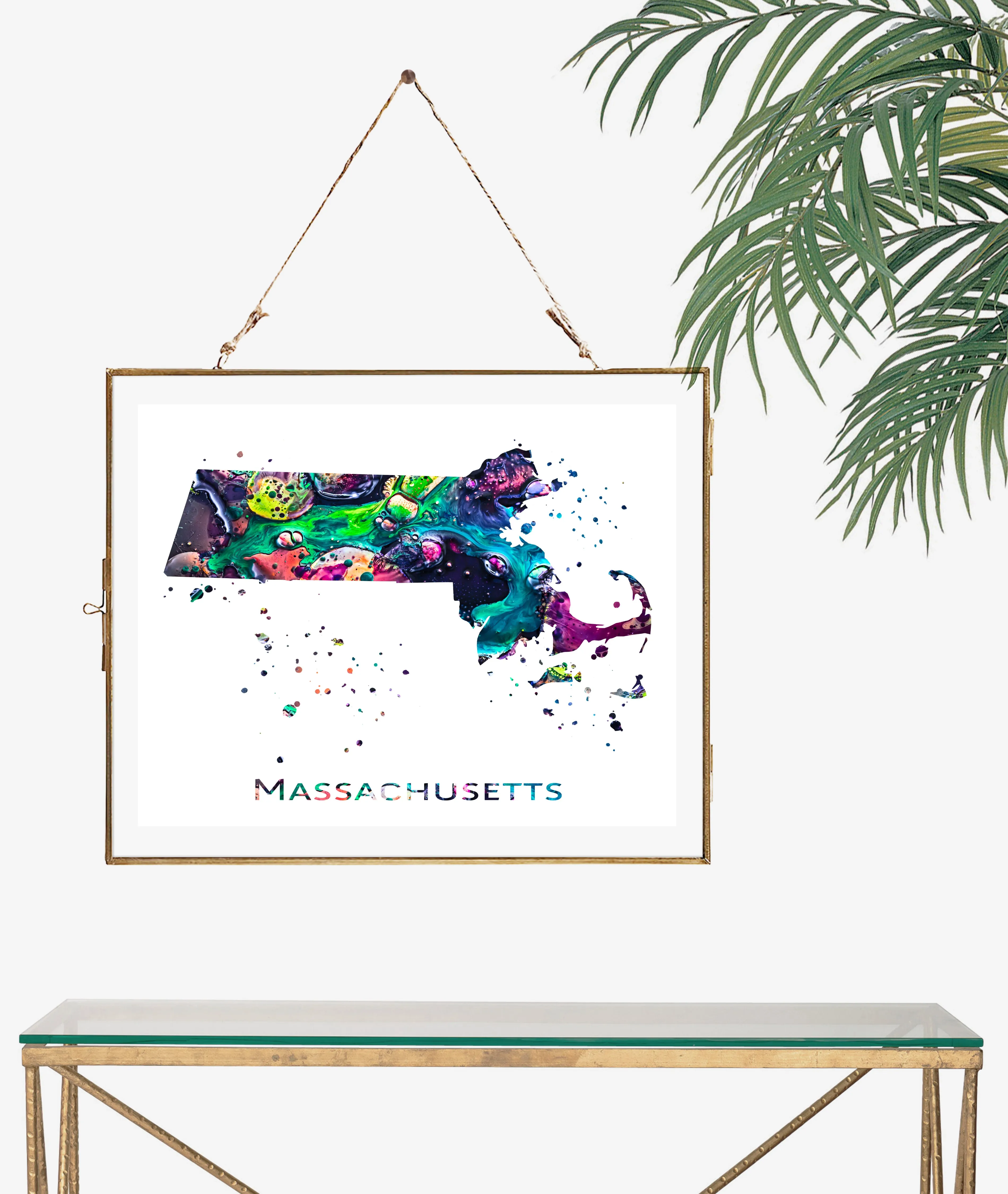 Massachusetts Map Art Print - Unframed