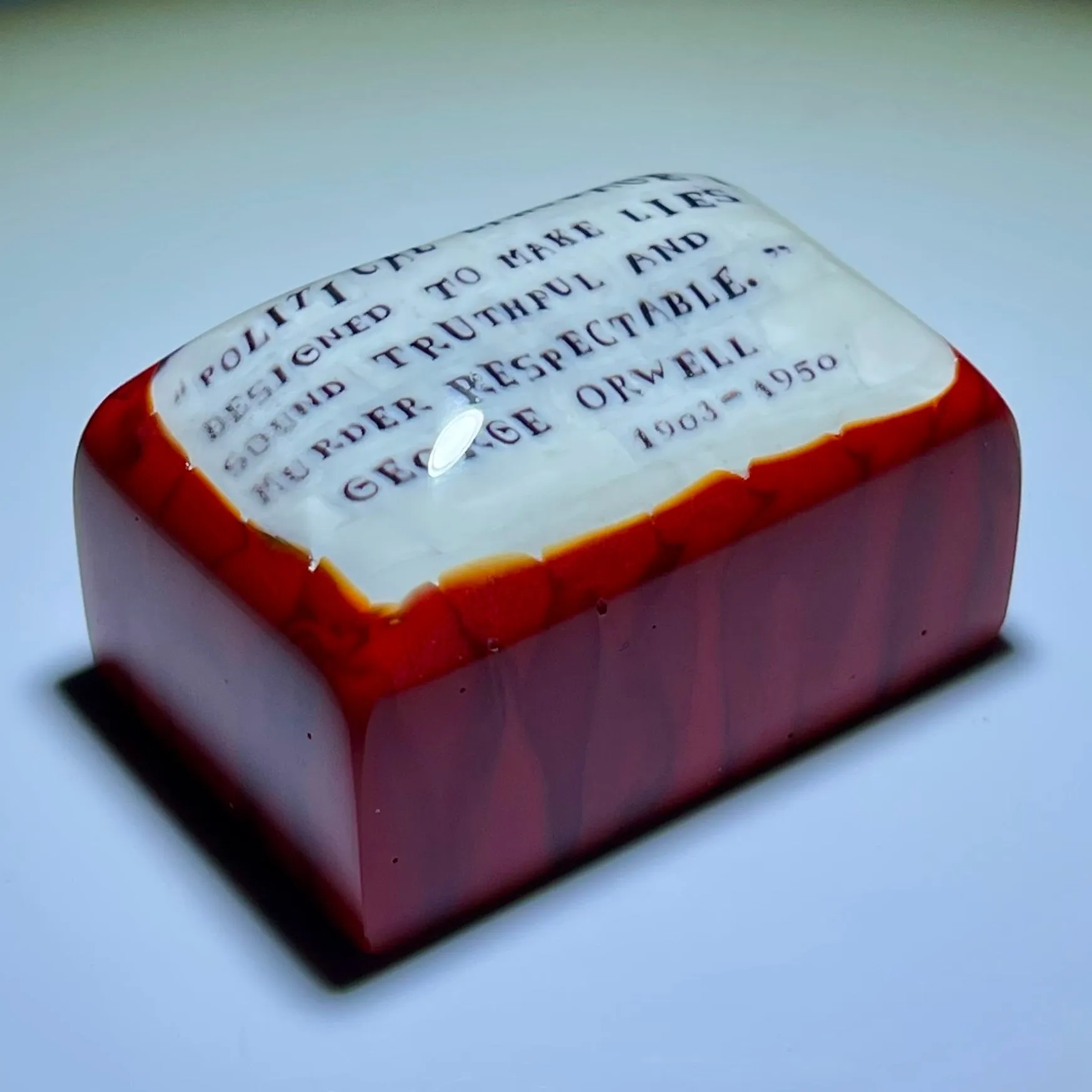 Mathieu Grodet Fused Murrine Paperweight Ingot with George Orwell Quotation