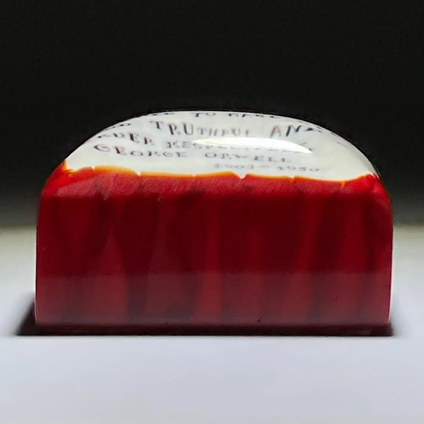Mathieu Grodet Fused Murrine Paperweight Ingot with George Orwell Quotation