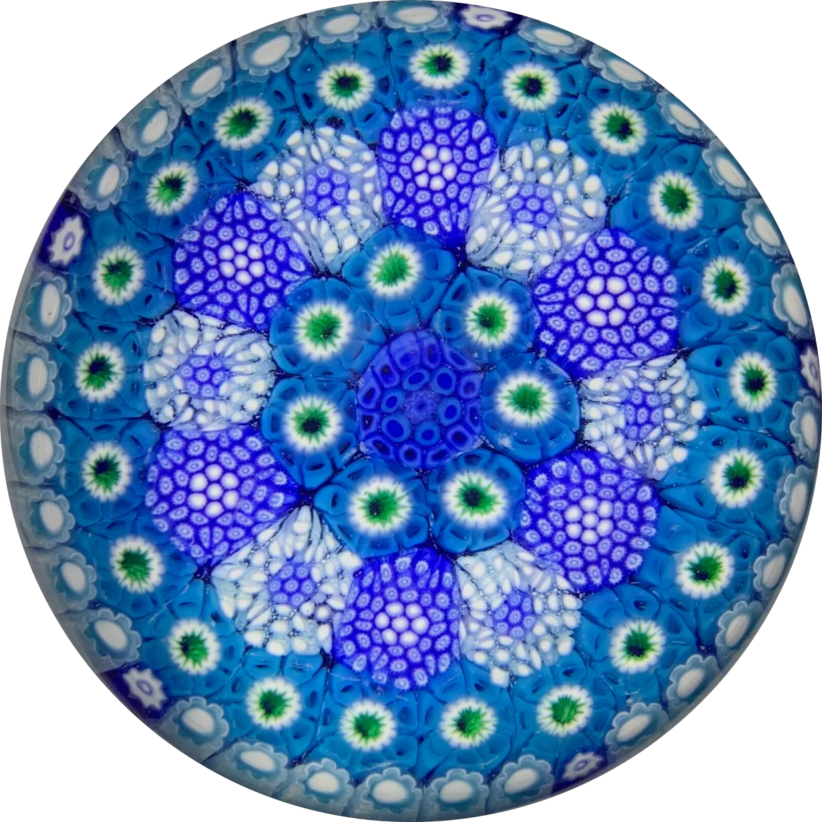 Matt Fimiano 2019 Complex Concentric Blue Millefiori in Staves
