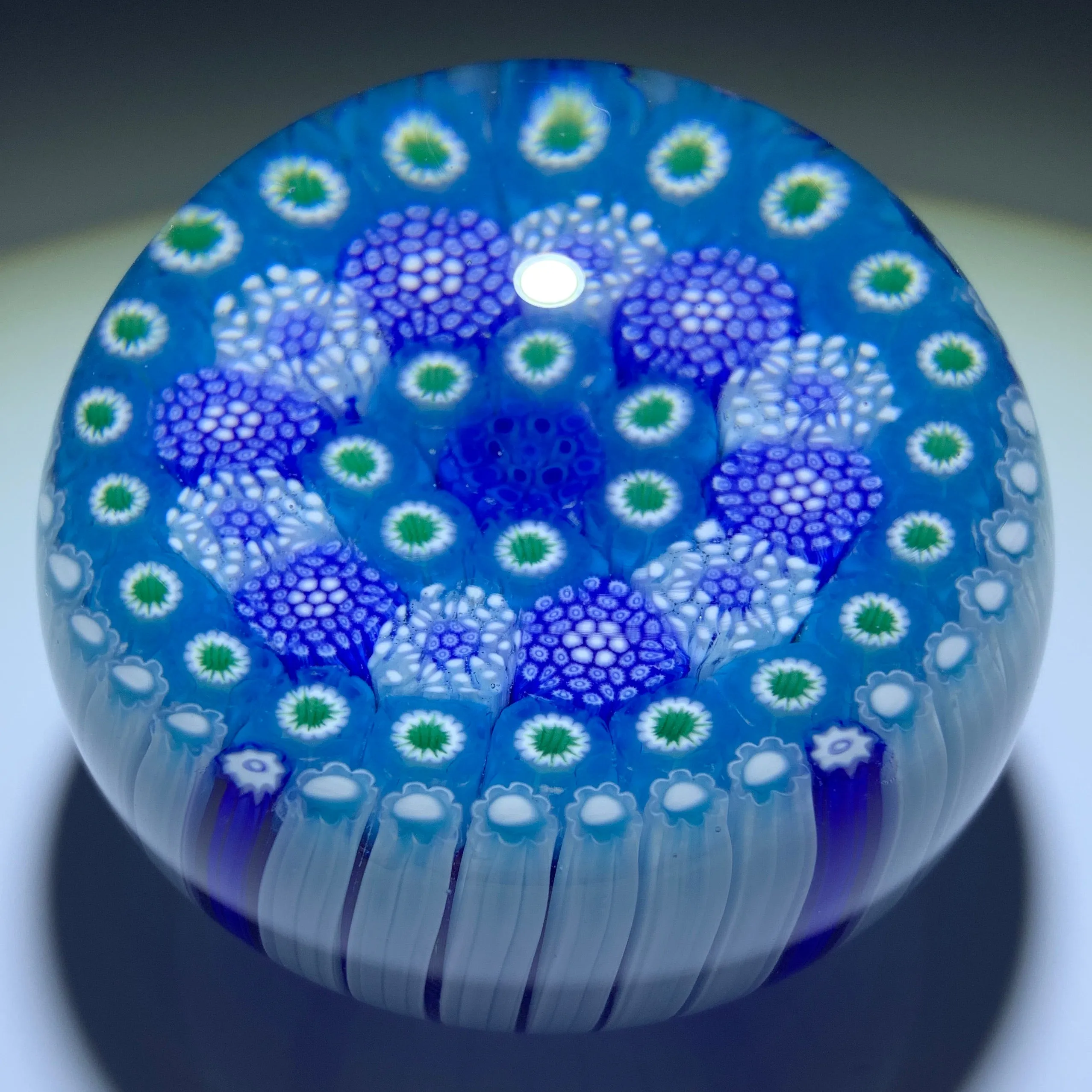 Matt Fimiano 2019 Complex Concentric Blue Millefiori in Staves