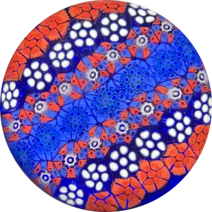 Matt Fimiano 2019  Parallel Rows of Complex Millefiori on Blue Ground