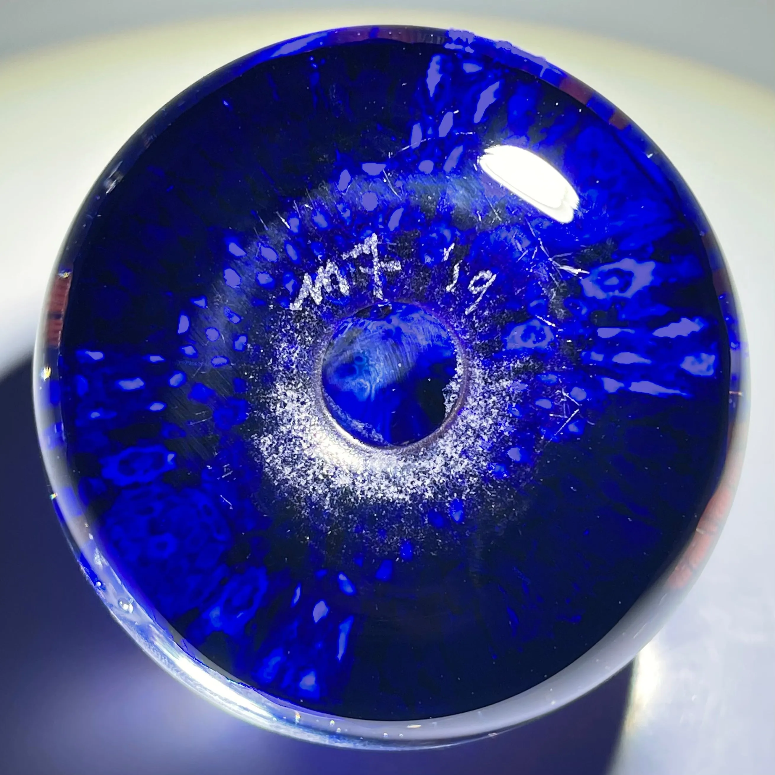 Matt Fimiano 2019  Parallel Rows of Complex Millefiori on Blue Ground