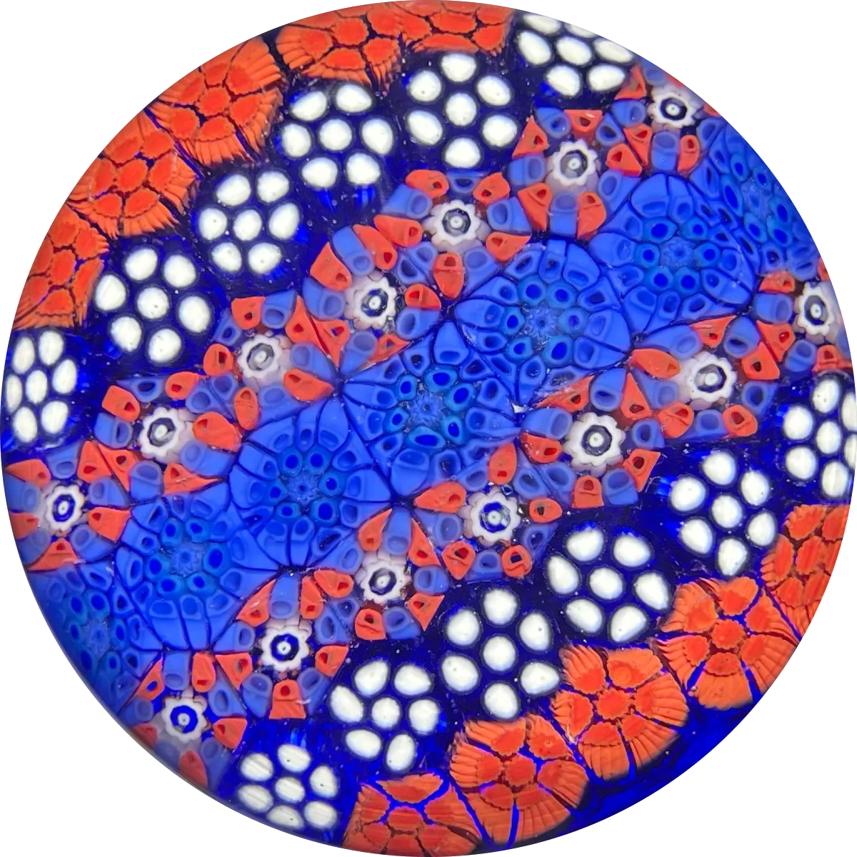 Matt Fimiano 2019  Parallel Rows of Complex Millefiori on Blue Ground