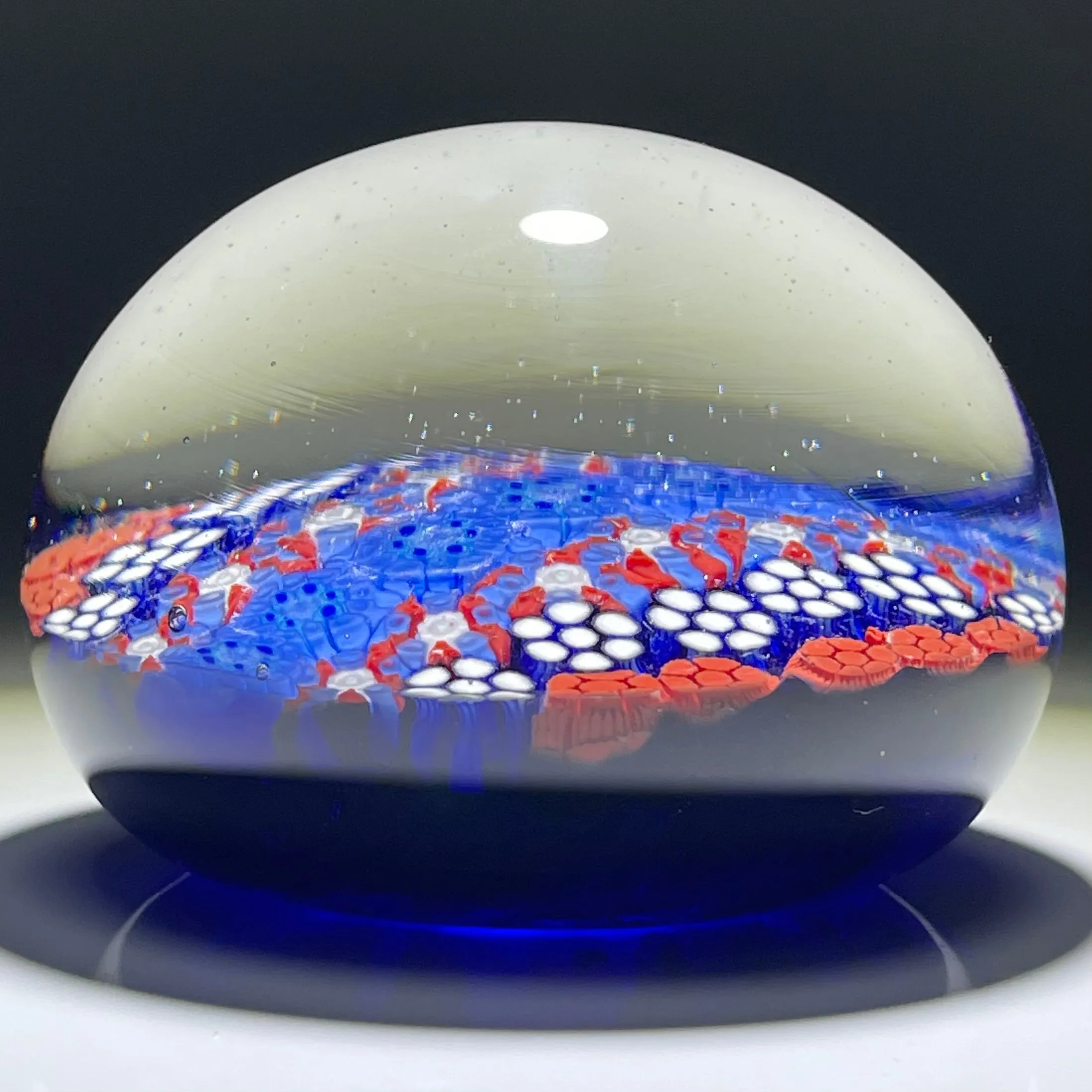 Matt Fimiano 2019  Parallel Rows of Complex Millefiori on Blue Ground